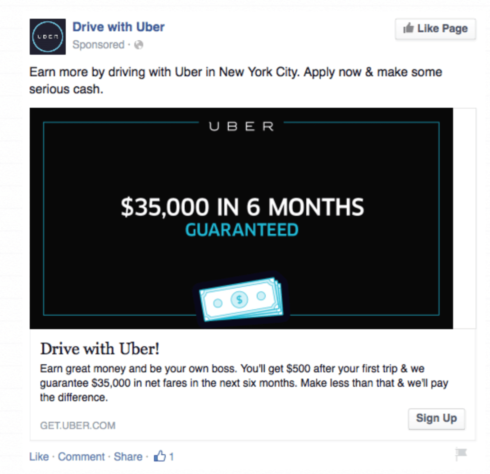 Uber social media eample