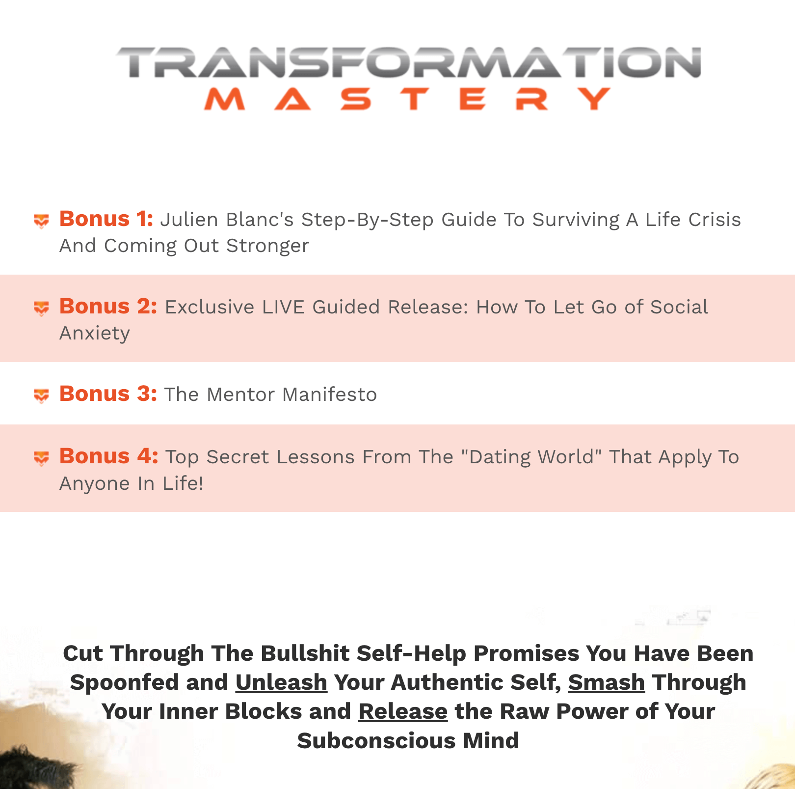 Transformation event copywriting