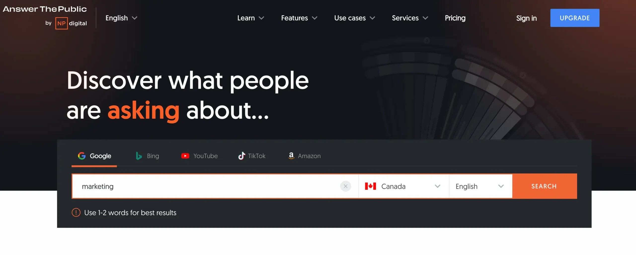 AnswerThePublic keyword ideas