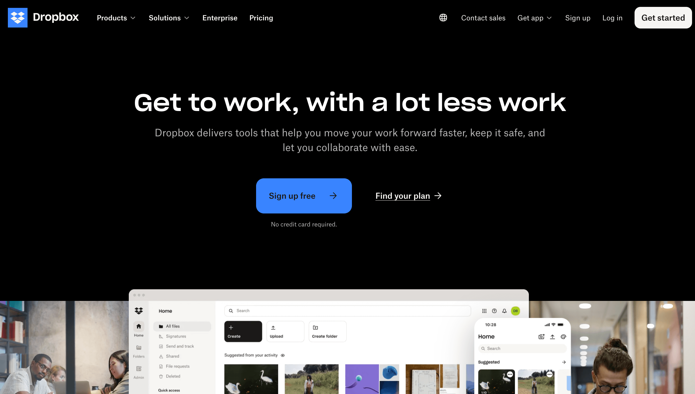 Dropbox home page copywriting