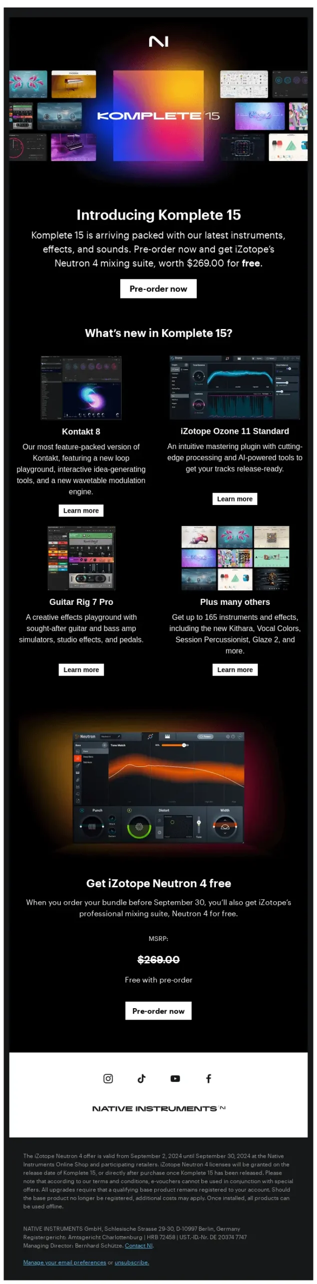 Native Instruments email copywriting