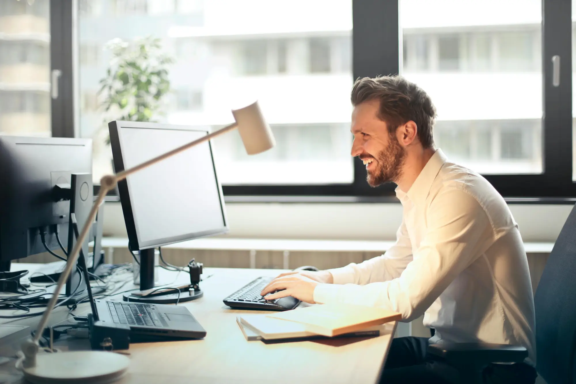 Copywriter working on computer